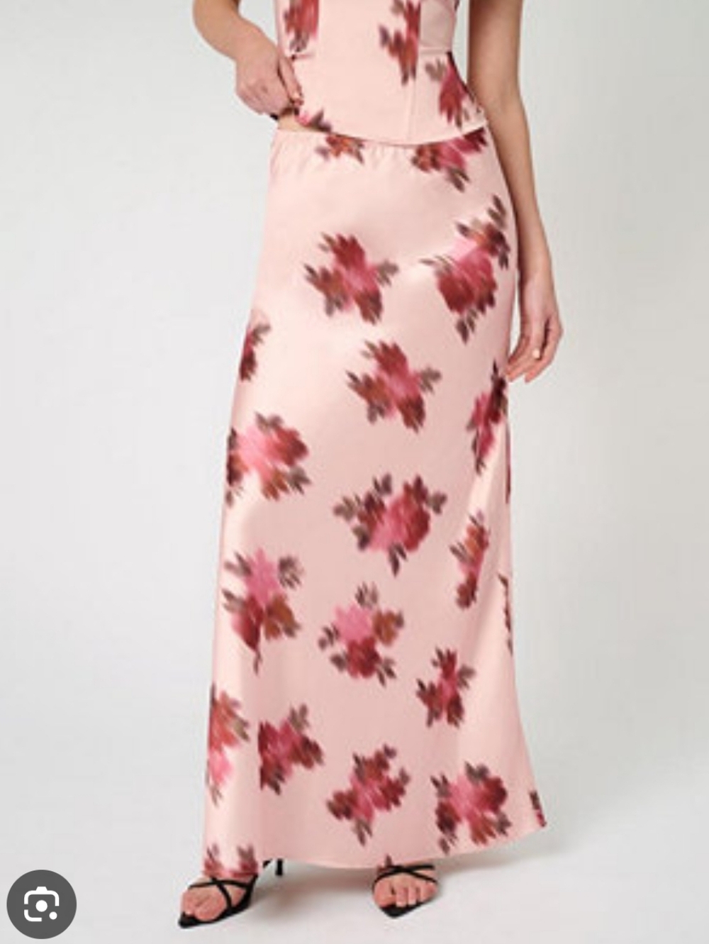 WeWoreWhat Pink Blurred Floral Print Satin Maxi Skirt Size 4